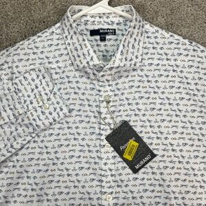 Murano Slim Fit Long‎ Sleeve Bowtie Print Button Down Shirt Large New FLAW